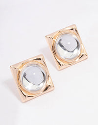 Gold Transparent Square Stud Earrings - link has visual effect only