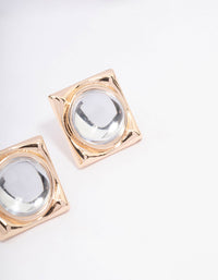 Gold Transparent Square Stud Earrings - link has visual effect only