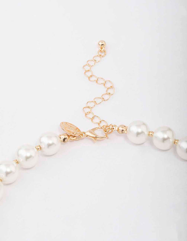 Gold Pearl Cross Matching Jewellery Set