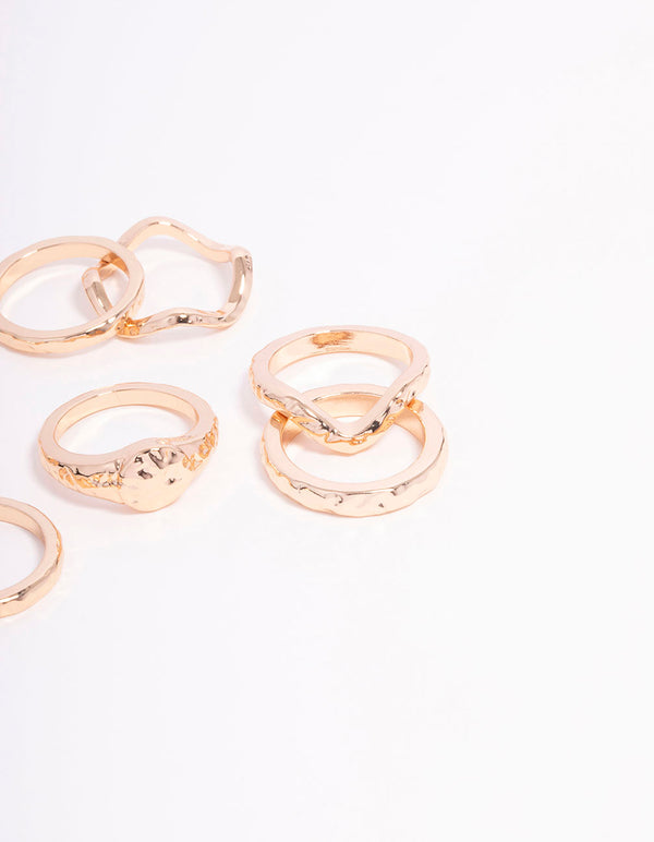 Gold Molten Organic Ball Ring 7-Pack