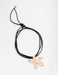 Gold Flower Layered Cord Necklace - link has visual effect only