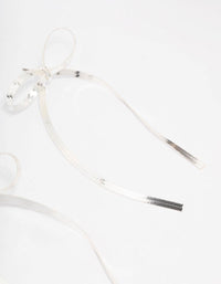 Silver Snake Chain Bow Drop Earrings - link has visual effect only