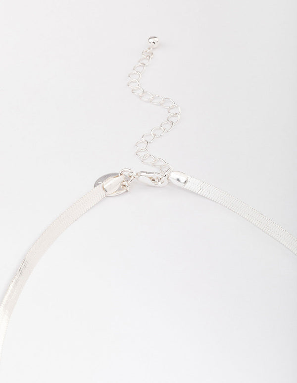 Silver Snake Chain Bow Necklace