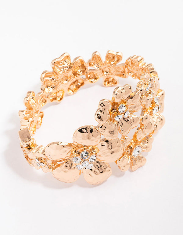 Gold Large Floral Bracelet