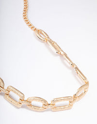 Gold Oval & Rectangle Link Chain Belt - link has visual effect only