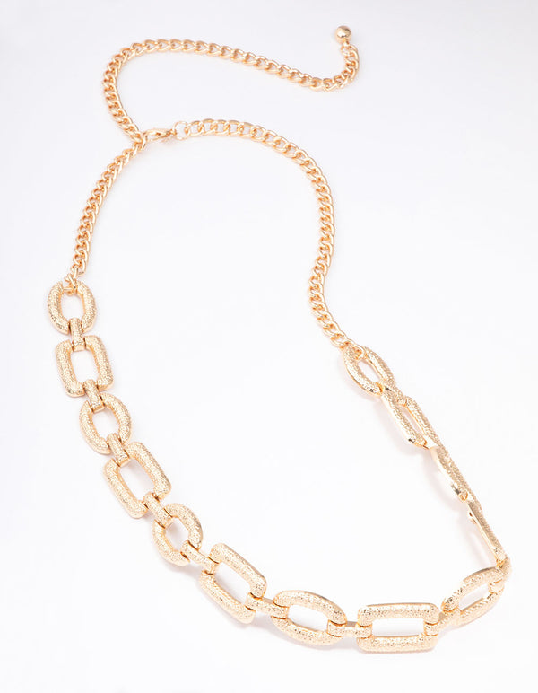 Gold Oval & Rectangle Link Chain Belt