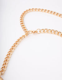 Gold Oval & Rectangle Link Chain Belt - link has visual effect only