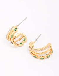 Gold Plated Brass Layered Crystal Illusion Hoop Earrings - link has visual effect only
