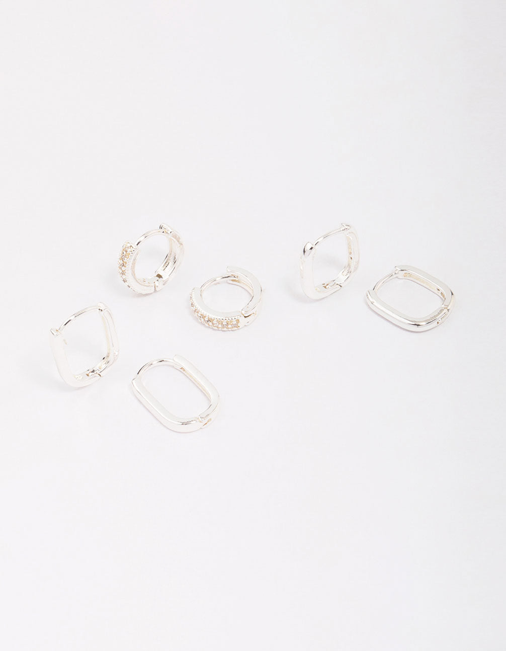 Silver Plated Brass  Clean Pave Earring 3-Pack