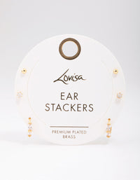 Gold Plated Brass Baguette Gold Ball Earring 6-Pack - link has visual effect only