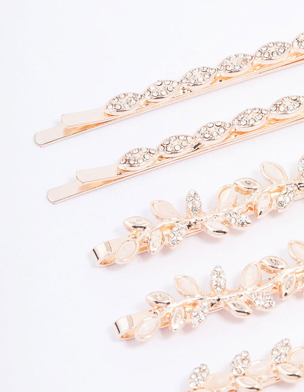 Rose Gold Diamante Vine Hair Clip 6-Pack