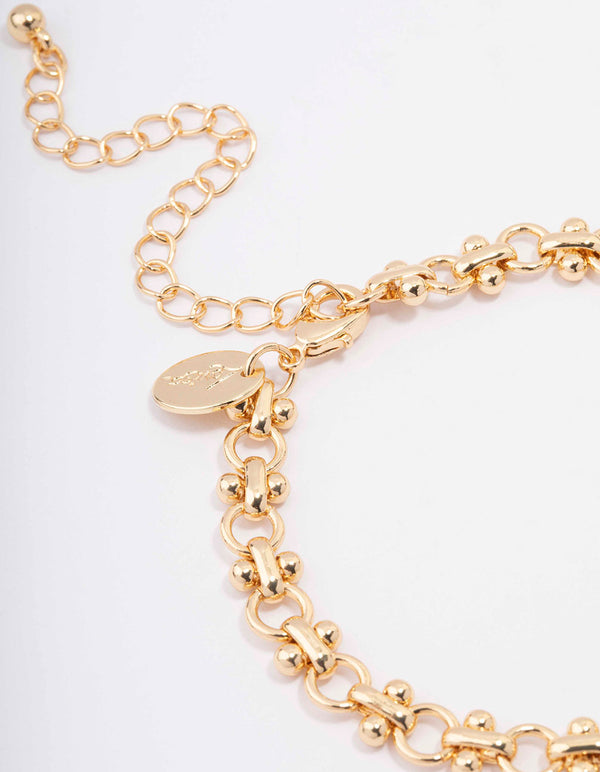 Gold Plated Brass Interlocking Chain Bracelet