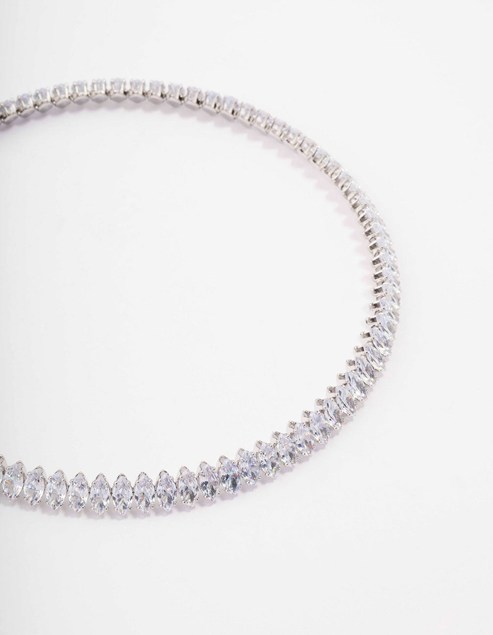 Silver Cubic Zirconia Navette Stone Choker