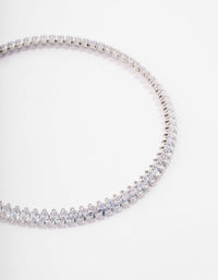 Silver Cubic Zirconia Navette Stone Choker - link has visual effect only