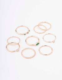 Gold Emerald Cubic Zirconia Marquise Ring 9-Pack - link has visual effect only