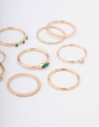 Gold Emerald Cubic Zirconia Marquise Ring 9-Pack - link has visual effect only