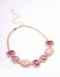 Rose Gold Large Round Stone Choker Necklace - link has visual effect only