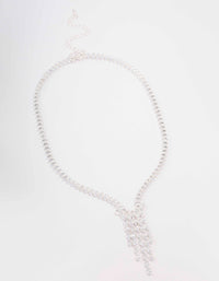 Silver Cubic Zirconia Marquise Drop Necklace - link has visual effect only