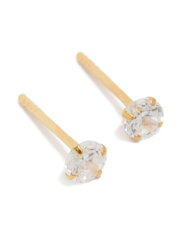 Gold Plated Sterling Silver Cubic Zirconia Srud Earrings