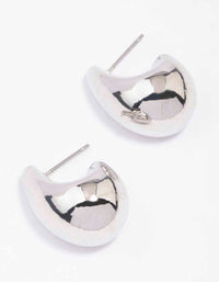 Rhodium Mini Teardrop Huggie Earrings - link has visual effect only