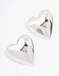 Silver Puffy Heart Stud Earrings - link has visual effect only