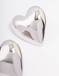 Silver Puffy Heart Stud Earrings - link has visual effect only