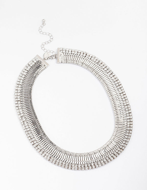 Silver Diamante Statement Necklace