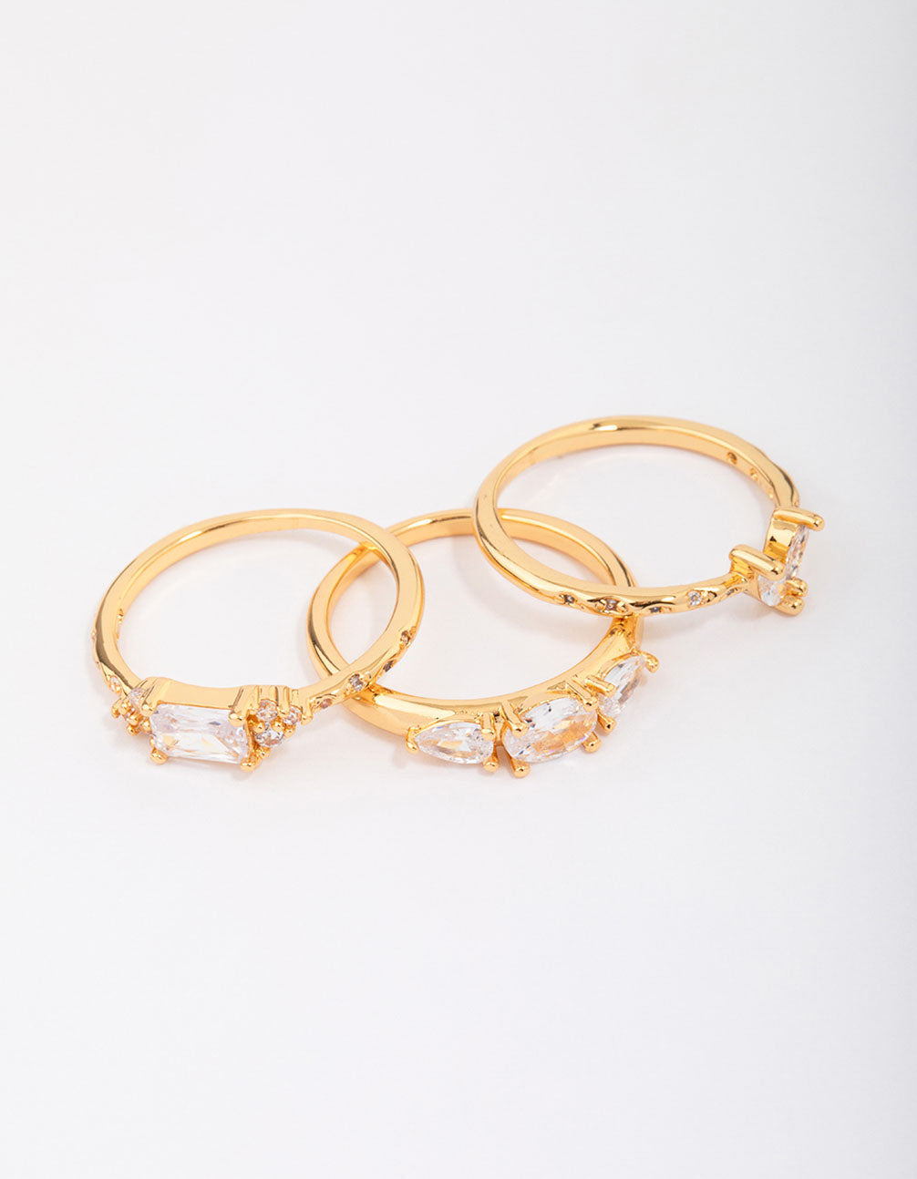 Gold Plated Butterfly Stacking Ring 3-Pack