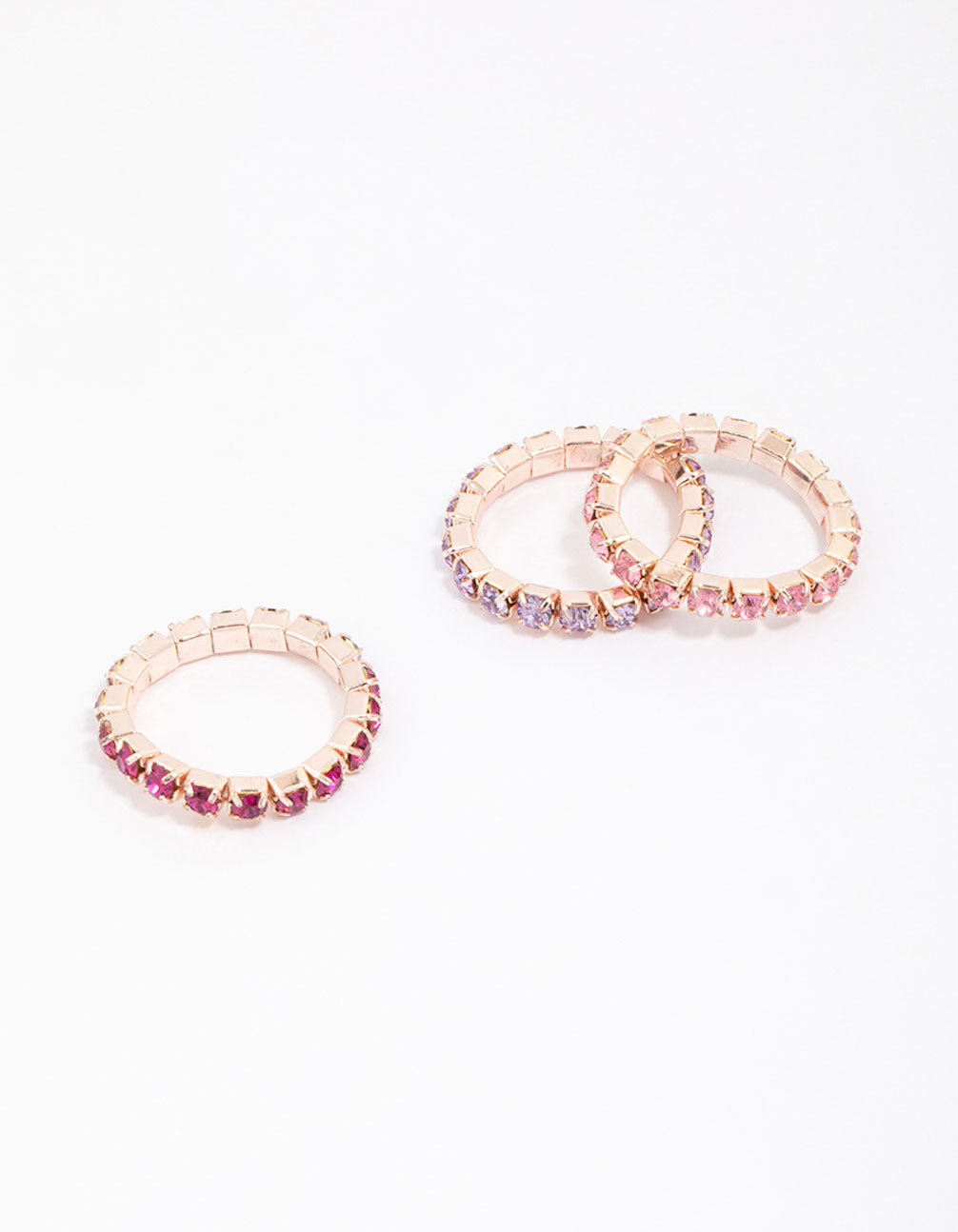 Rose Gold Bling Stretch Ring 3-Pack