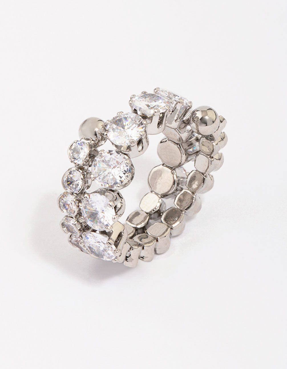 Silver Round Cubic Zirconia Wrapped Ring