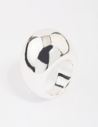 Silver Plated Smooth Round Dome Ring - link has visual effect only