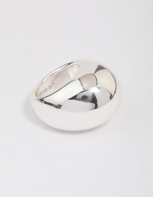 Silver Plated Smooth Round Dome Ring