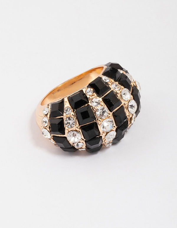 Gold & Black Stripe Bling Ring