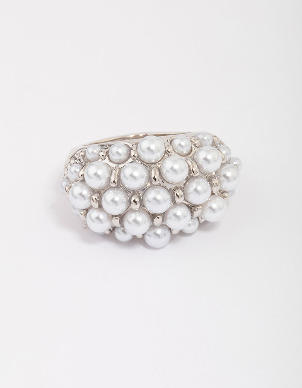 Silver Dome Pearl Cocktail Ring