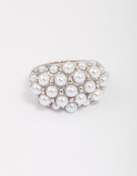 Silver Dome Pearl Cocktail Ring - link has visual effect only