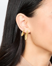 Waterproof Gold Plated Stainless Steel Square Oval Hoop Earrings 2-Pack - link has visual effect only