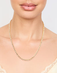 Waterproof Gold Plated Stainless Steel Cubic Zirconia Tennis Necklace - link has visual effect only