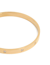 Waterproof Gold Plated Stainless Steel Triangular Cubic Zirconia Flat Bangle - link has visual effect only