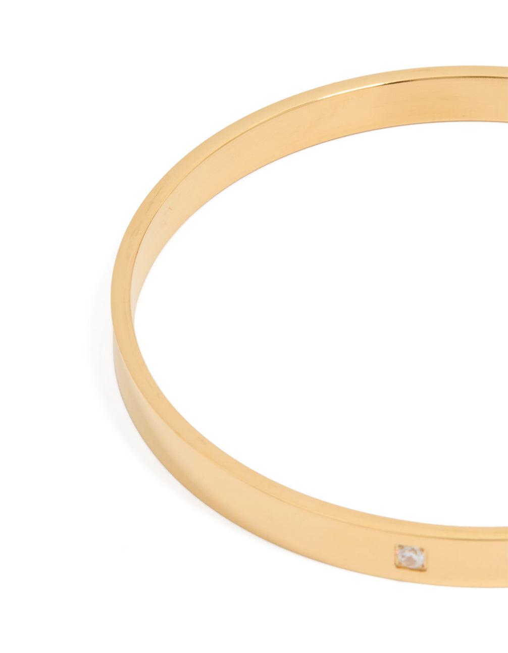 Waterproof Gold Plated Stainless Steel Triangular Cubic Zirconia Flat Bangle