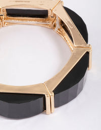 Black & Gold Rectangular Stretch Bracelet - link has visual effect only