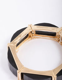 Black & Gold Rectangular Stretch Bracelet - link has visual effect only