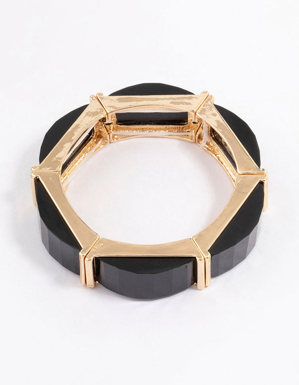 Black & Gold Rectangular Stretch Bracelet