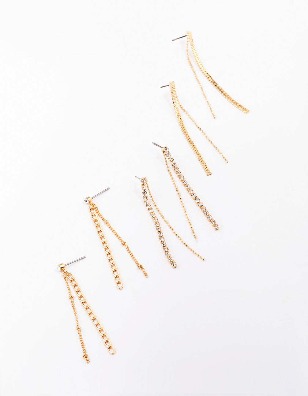Gold Multi Chain Drop Earring 3-Pack