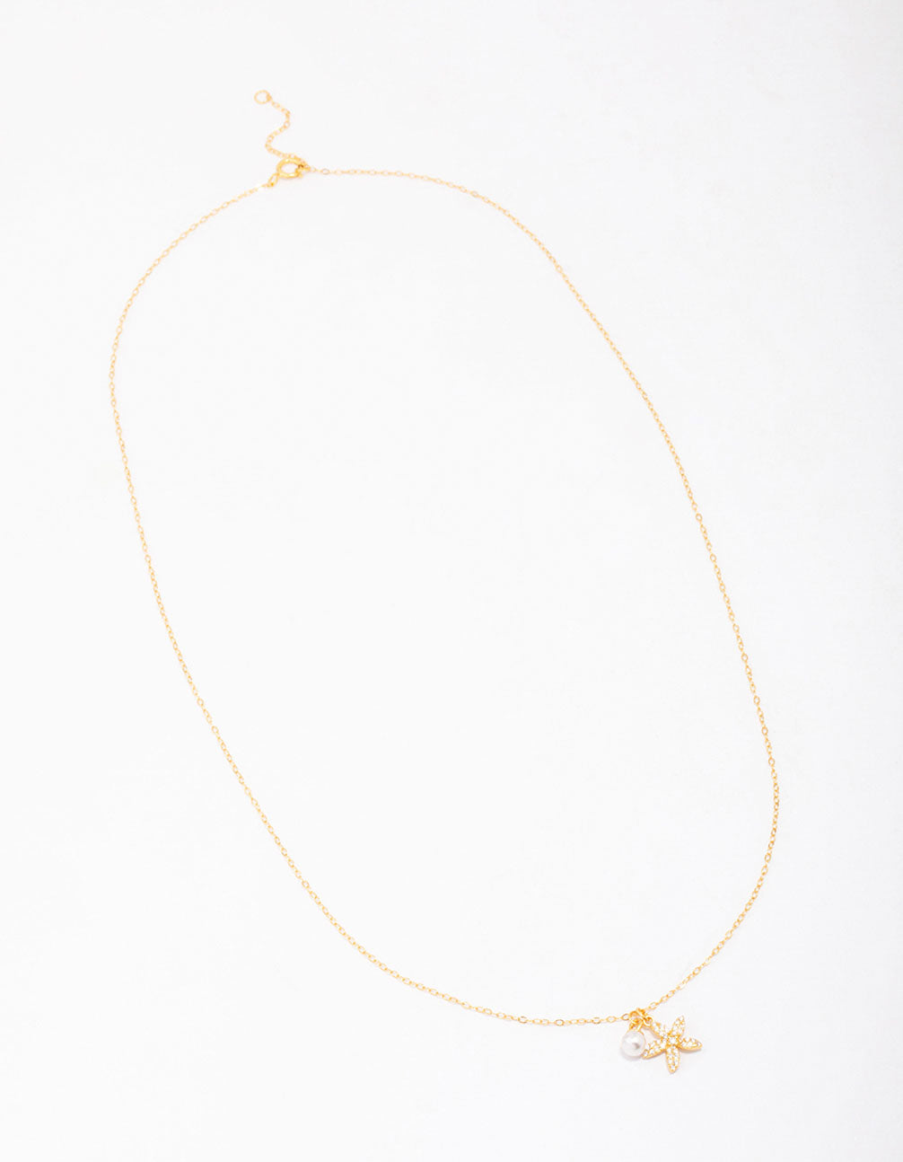 Gold Plated Sterling Silver Starfish Freshwater Pearl Chain Necklace