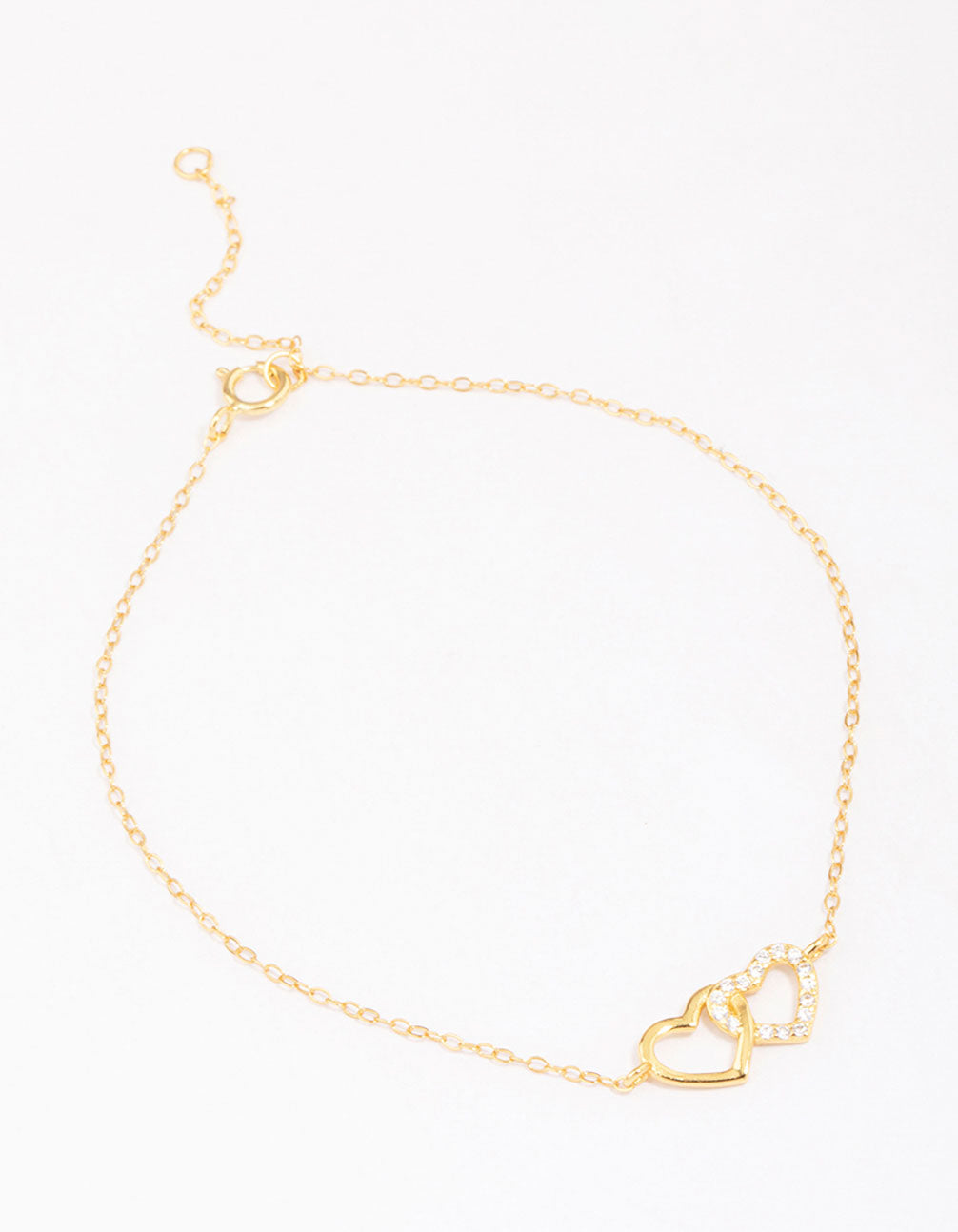 Gold Plated Sterling Silver Loop Heart Chain Bracelet