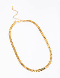 Waterproof Gold Plated Stainless Steel Flat Curb Chain Necklace - link has visual effect only