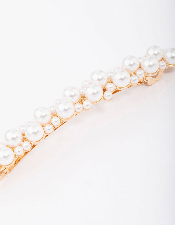 Gold Mixed Pearl Hair Clip