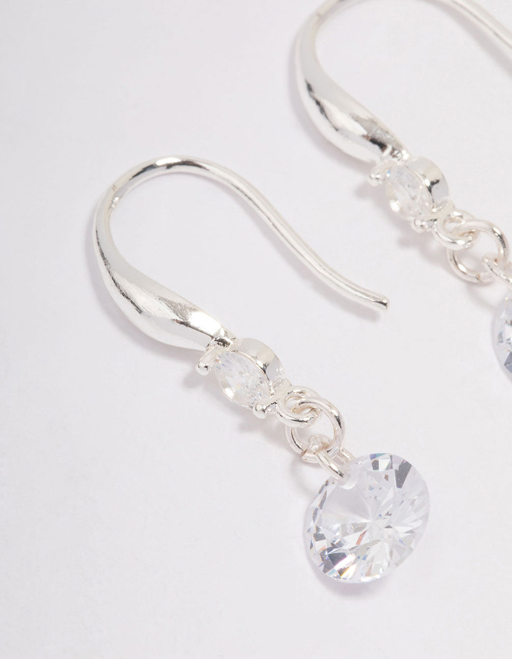 Silver Cubic Zirconia Dangle Drop Earrings
