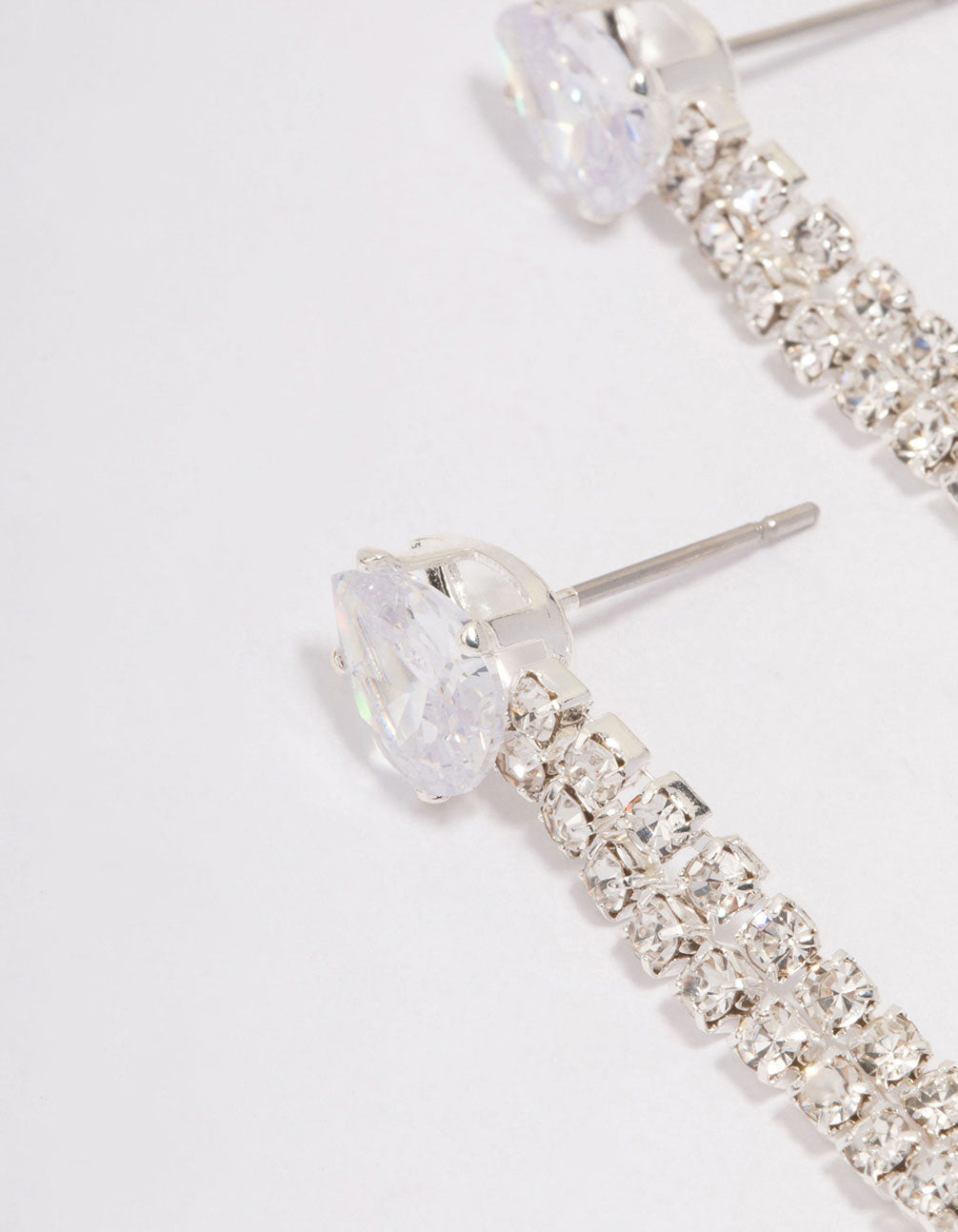 Silver Pear-Shape Cup Chain Drop Earrings