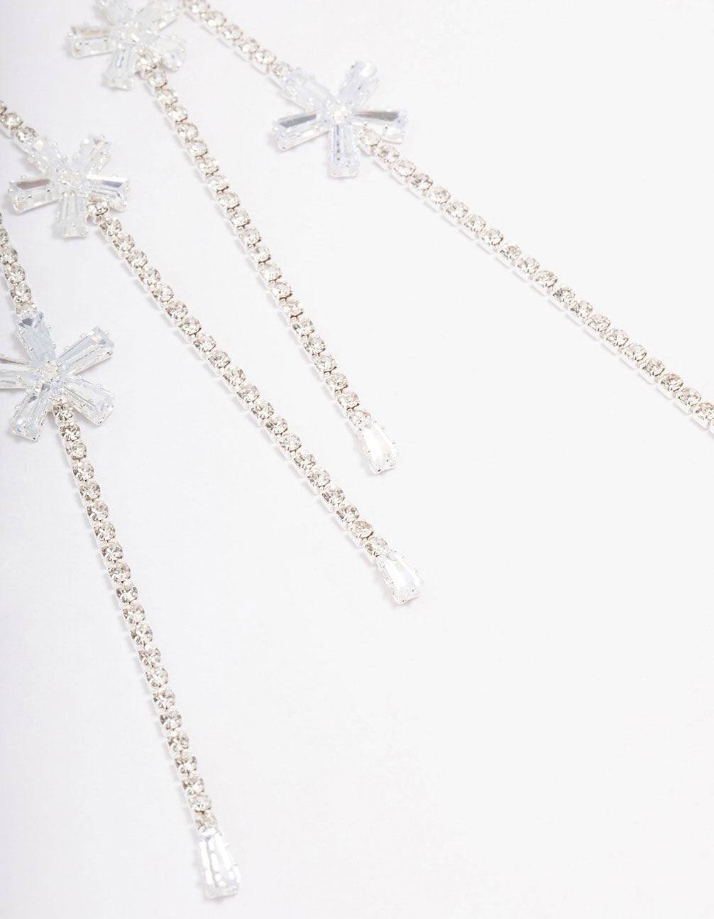 Silver Cubic Zirconia Flower Drop Earrings